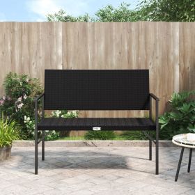 2-Seater Patio Bench Black Poly Rattan