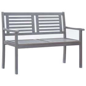 2-Seater Patio Bench 47.2" Gray Solid Wood Eucalyptus