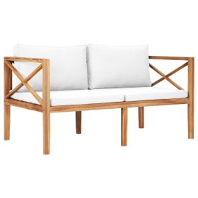 Patio Bench with Cream Cushions Solid Teak Wood