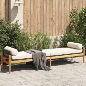 Patio Bench with Cushion Black Poly Rattan Acacia