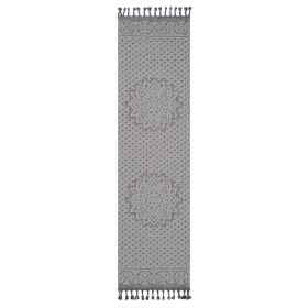 NAAR Guros Collection 2X8 Gray/White /Medallion Indoor/Outdoor Area Rug