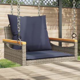 Swing Bench with Cushions Gray 24.8"x24.4"x15.7" Poly Rattan