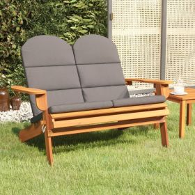Adirondack Patio Bench with Cushions 49.6" Solid Wood Acacia (Color: Brown)