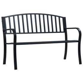 Patio Bench Black 47.2" Steel (Color: Black)