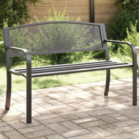 Patio Bench 46.9" Black Steel (Color: Black)