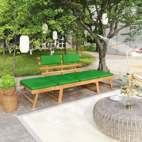 Patio Bench with Cushions 2-in-1 74.8" Solid Acacia Wood (Color: Brown)