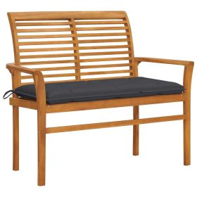 Patio Bench with Anthracite Cushion 44.1" Solid Teak Wood (SKU: 3062664)