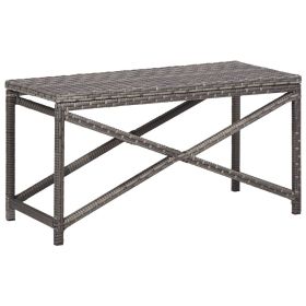 Patio Bench 31.5" Poly Rattan Gray (Color: Grey)
