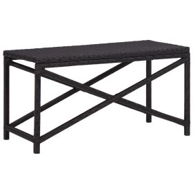 Patio Bench 31.5" Poly Rattan Black (Color: Black)
