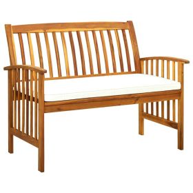 Patio Bench with Cushion 46.9" Solid Acacia Wood (Color: Brown)