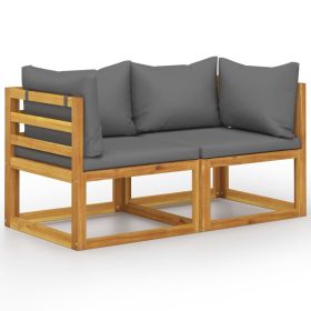 2-seater Patio Bench with Dark Gray Cushions (Color: Grey)